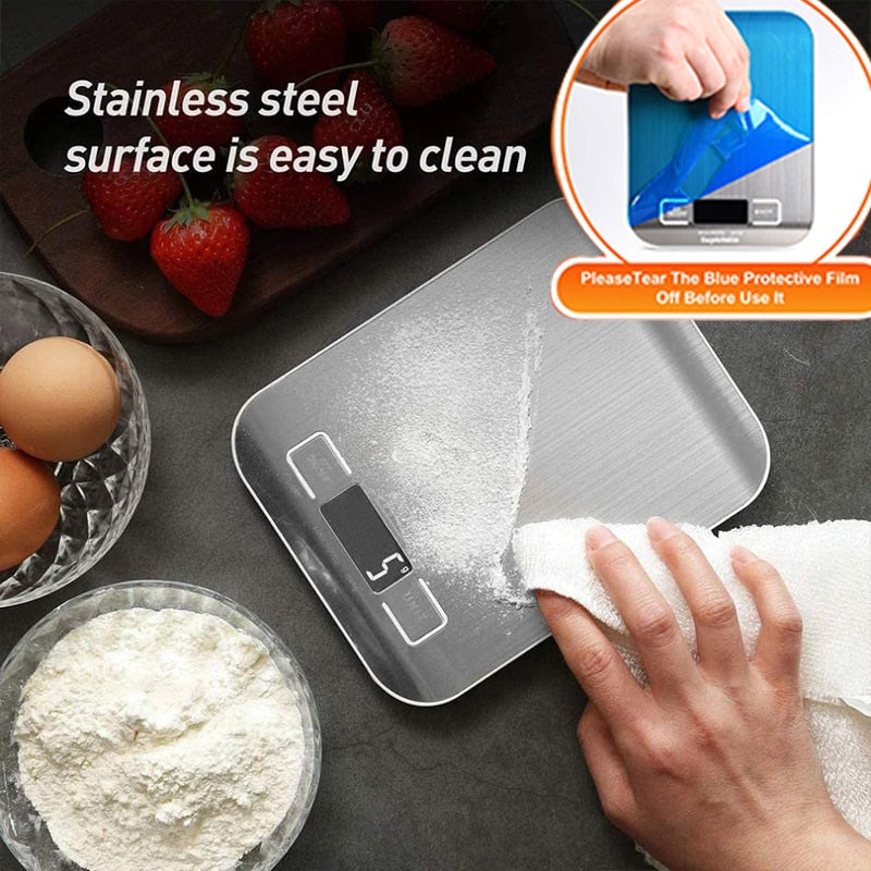 Digital Kitchen Scale 5kg/10kg Food Multi-Function 304 Stainless Steel Balance LCD Display Measuring G/Oz