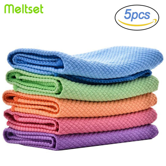 Kitchen Cleaning Towel Anti-Grease Absorbable Fish Scale Wipe Cloth Glass Window Dish Cleaning Cloth