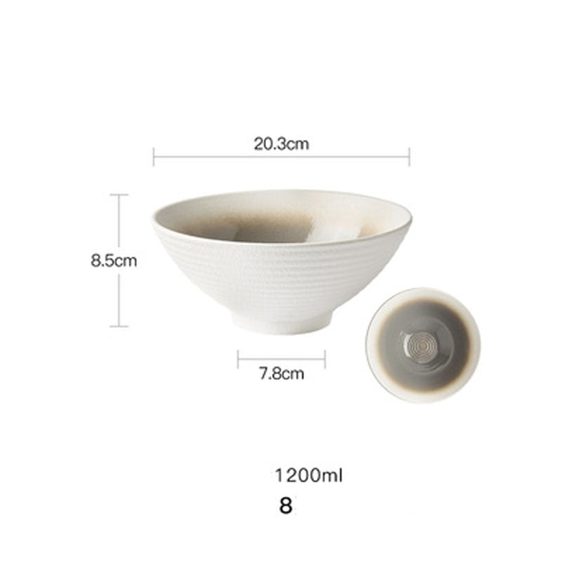 FANCITY Japanese Style Ceramic Bowl Ramen Bowl Household Large Bowl Retro Dishes Commercial Soup Bowl