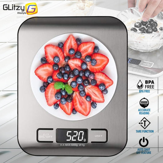Digital Kitchen Scale 5kg/10kg Food Multi-Function 304 Stainless Steel Balance LCD Display Measuring G/Oz